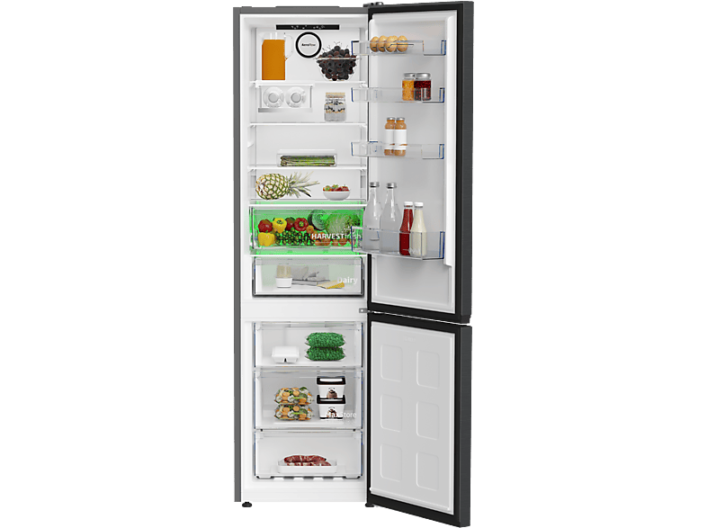 Frigorífico combi - Beko B7RCNE408HXBR, NeoFrost Dual Cooling, 203.5 cm, 355 l, AeroFlow, Tecnología Harvest Fresh, Gris