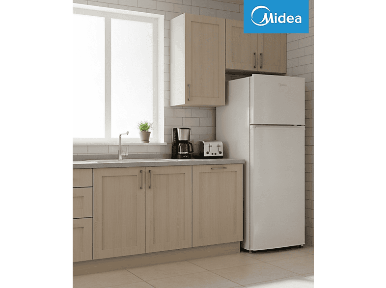 Frigorífico dos puertas - Midea MDRT294FGE01, Cíclico, 143 cm Alto, 204 l, Control Mecánico, DC Inverter, Blanco