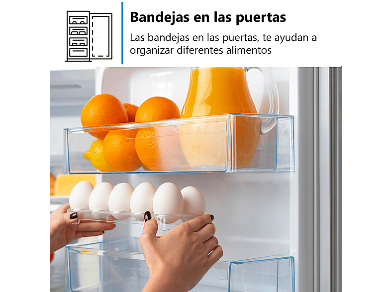 Frigorífico dos puertas - Midea MDRT294FGE01, Cíclico, 143 cm Alto, 204 l, Control Mecánico, DC Inverter, Blanco