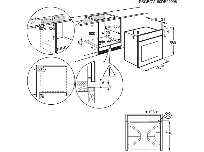 Horno - AEG GU5PB43FSM, Multifunción, Pirolítico, 72 l, Función Grill, 60 cm, INOX Antihuellas