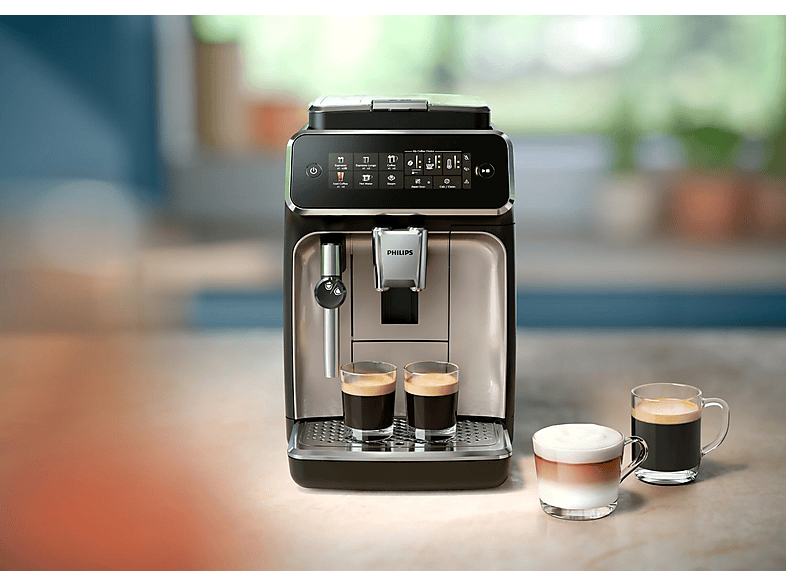 Cafetera superautomática - Philips 3300 Series EP3321/40, Tecnología AquaClean, 2 tazas, Presión Máx. 15 bar, Deposito de agua 1.8 l, 1500 W, Negro