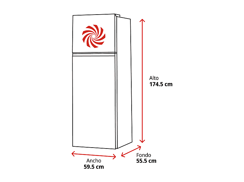 Frigorífico dos puertas - Infiniton FG-300D75XER, Ciclico, 174.5 cm, 300 l, Ilulminación LED, Inox