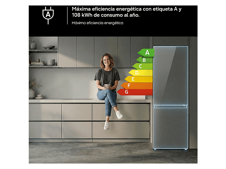 Frigorífico combi - Samsung RB38C776ASR/EF, Twin & Metal Cooling, 203 cm, 387 l, Wifi, Inox