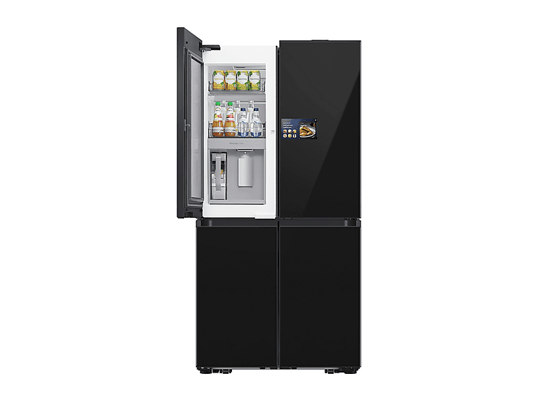 Frigorífico americano - Samsung Bespoke AI RM90F67CECEF, Hybrid Cooling, 185.3 cm, 654 l, No Frost, Negro