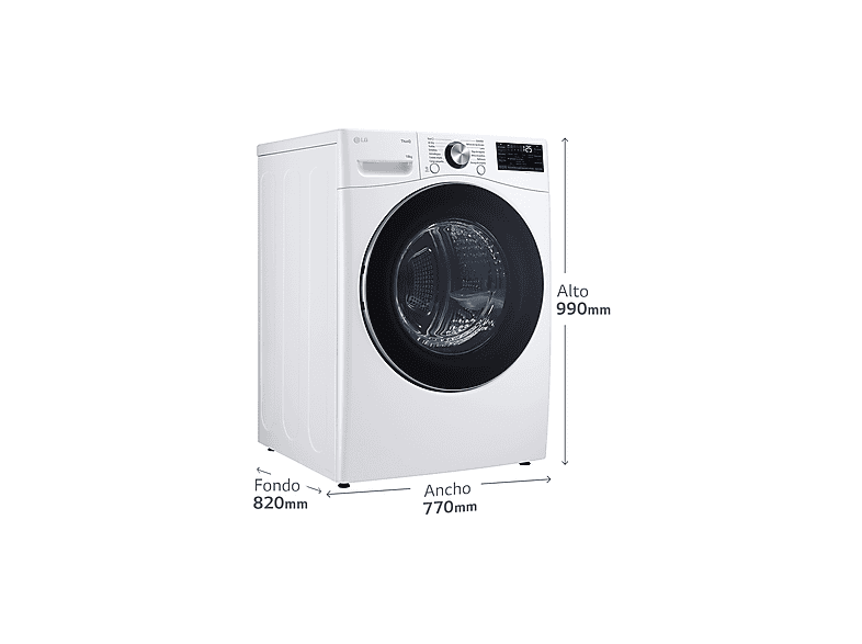 Secadora bomba de calor - LG RH18U8AVCW, 18 kg, 15 programas, 6 Motion™, Eco Hybrid™, Blanco