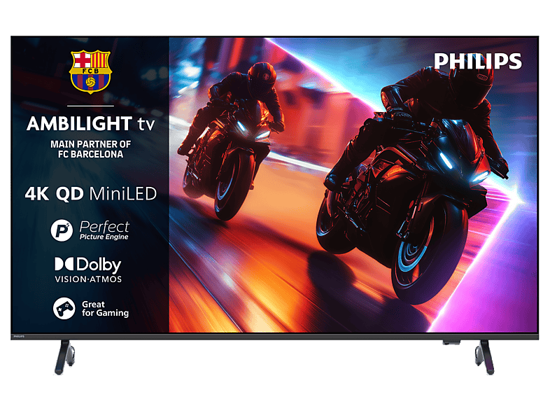 TV Mini LED 55" - Philips Ambilight TV 55MLED920 4K QD MiniLED 139cm 55" Smart TV Dolby Vision y Dolby Atmos Titan OS, Negro