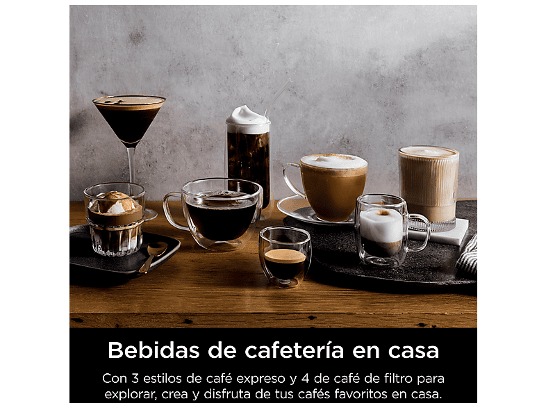 Cafetera express - Ninja Luxe Café Premier ES601EU, 9 bar, 1650W, 2 Tazas, Capacidad del depósito 2L, Capacidad de café en grano 250g, Plata