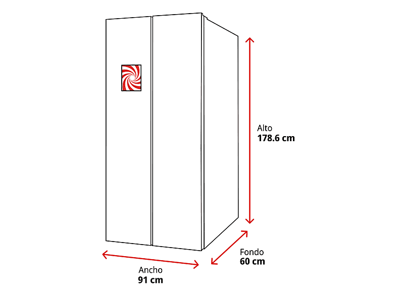 Frigorífico americano - Hisense RS3P538NAIE, No Frost, 178.6 cm, 527 L, Kitchen Fit, Ventilación inferior, Inoxidable