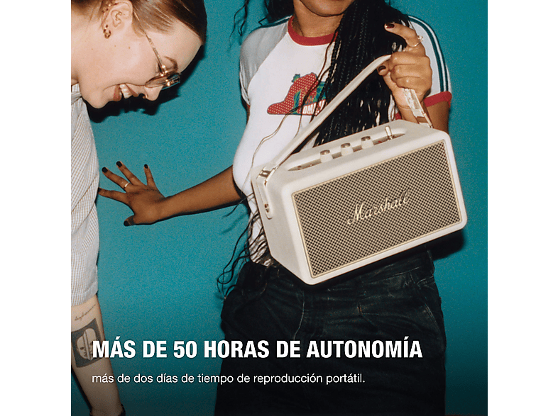 Altavoz bluetooth - Marshall Kilburn III, 90W, Bluetooth, 50h Autonomía, IP54, Cream