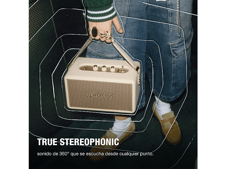 Altavoz bluetooth - Marshall Kilburn III, 90W, Bluetooth, 50h Autonomía, IP54, Cream