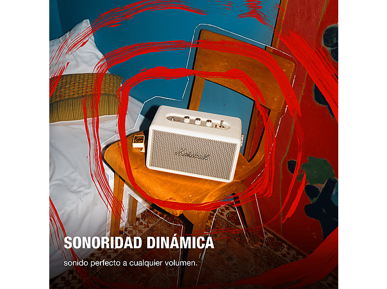 Altavoz bluetooth - Marshall Kilburn III, 90W, Bluetooth, 50h Autonomía, IP54, Cream