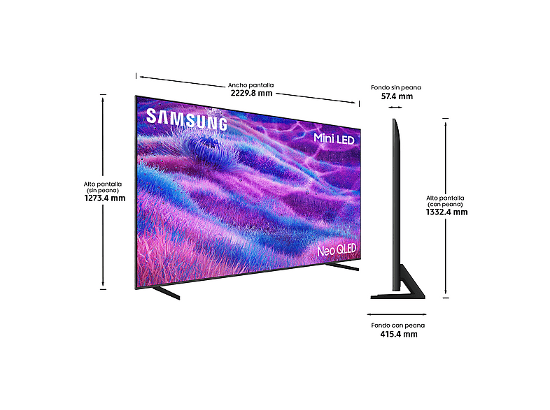 TV Neo QLED 100" - Samsung TQ100QN80FAUXXC, UHD 4K, NQ4 AI Gen2 Processor, Smart TV, Full AI, Gris