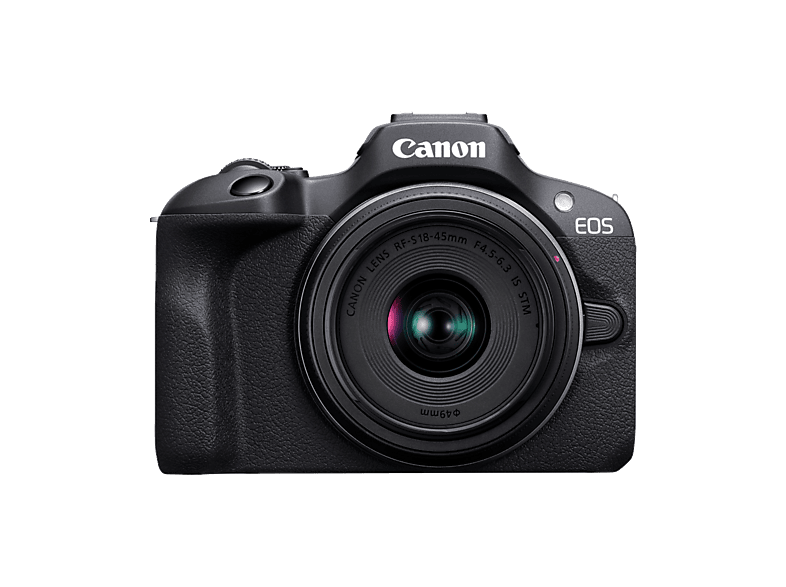 Cámara EVIL - Canon EOS R100 + Objetivo RF-S 18-45mm + SD de 64GB, 24.1 megapíxel, 7.5 cm, Wi-Fi, Negro