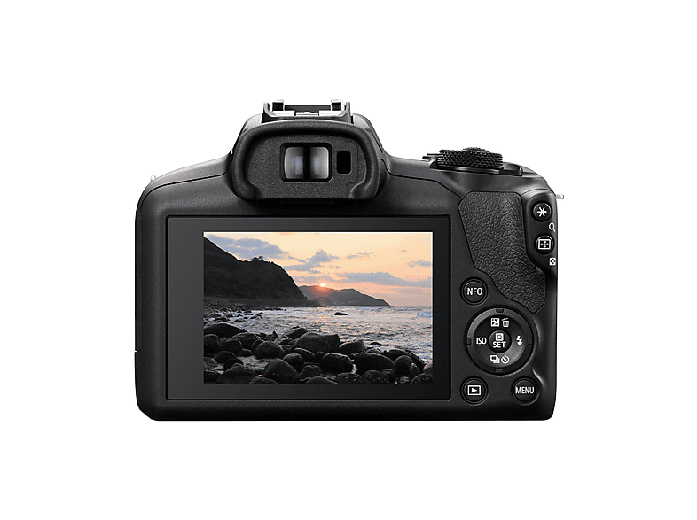 Cámara EVIL - Canon EOS R100 + Objetivo RF-S 18-45mm + SD de 64GB, 24.1 megapíxel, 7.5 cm, Wi-Fi, Negro