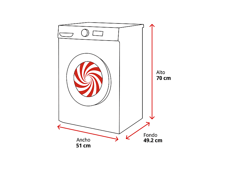 Lavadora carga frontal - Candy CW50-BP12307U1-S ProWash 700 Mini, 5 kg, 1200 rpm, 12 Programas, Motor Inverter, Wi-Fi, Blanco