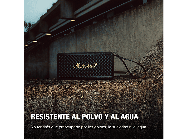 Altavoz inalámbrico - Marshall Middleton II, Bluetooth, 30 h Autonomía, Micrófono integrado, IP67, Black and Brass