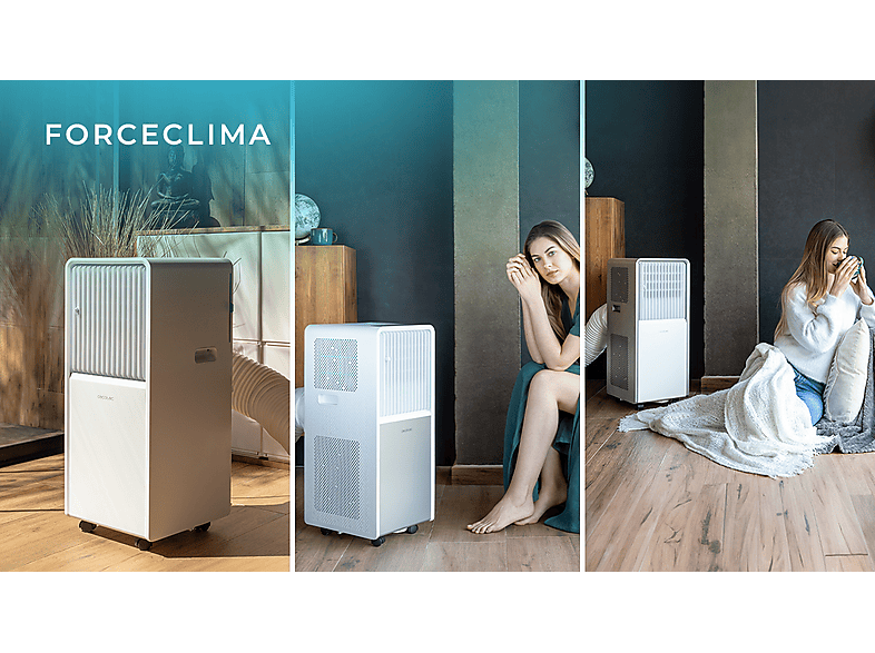 Aire acondicionado portátil - Cecotec ForceClima 7550 Style Connected, Wifi, Panel táctil, Mando, 7000 BTU/h, 2 Velocidades, 20 m², 65 dB (A), Blanco