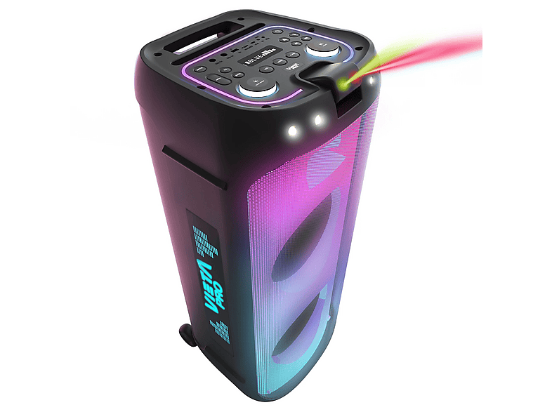 Altavoz de gran potencia - Vieta Pro Party 330, 120 W, Con batería, Autonomía 14h, Bluetooth, Luces, flashes y lásers sincronizados con música, Negro