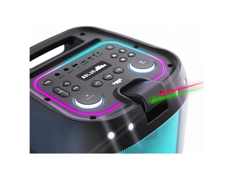 Altavoz de gran potencia - Vieta Pro Party 330, 120 W, Con batería, Autonomía 14h, Bluetooth, Luces, flashes y lásers sincronizados con música, Negro