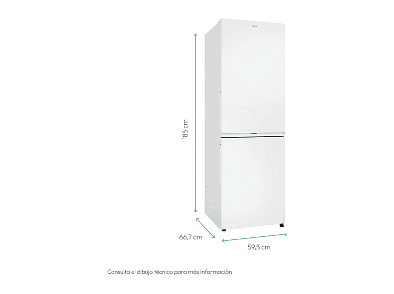 Frigorífico combi - Candy CNCQ2T618CW Fresco 300, Total No Frost, 185 cm, 355 l, Blanco