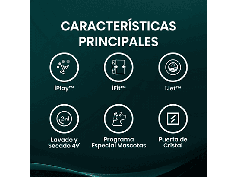 Lavadora secadora - Hisense WD5I1045BWQ, 10.5/6 Kg, iFit, WiFi, Programa especial mascotas, Blanco