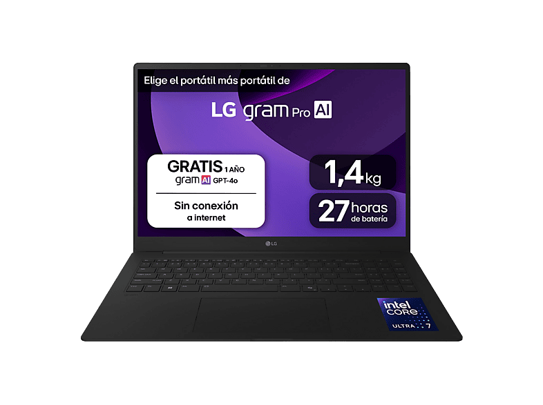 Portátil - LG 17Z90TR-E.AD88B, 17" WQXGA, Intel® Evo™ Edition Core™ Ultra 7-255H, 32 GB RAM, 1TB SSD, GeForce RTX™ 5050, W11H