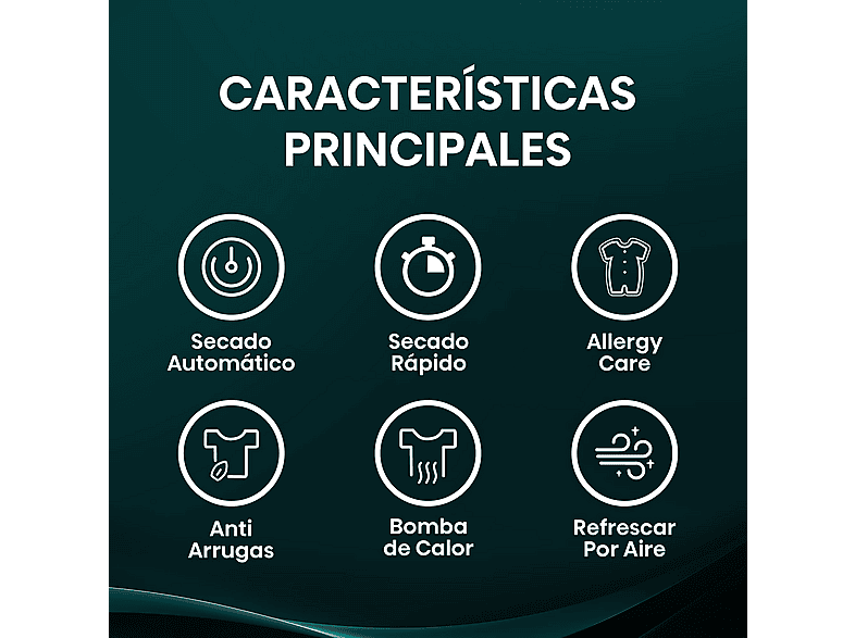 Secadora bomba de calor - Hisense DHQE900UWDC, 9 kg, 16 programas, Anti arrugas, Secado automático, Blanco