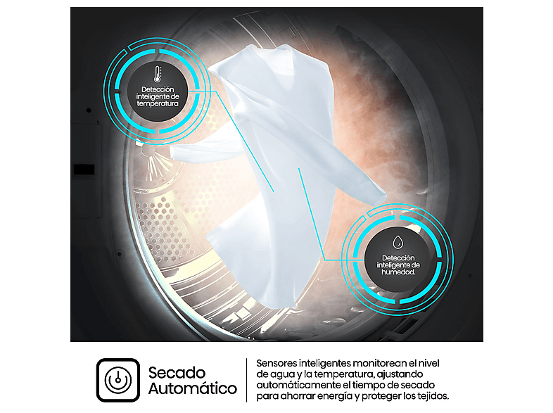 Secadora bomba de calor - Hisense DHQE900UWDC, 9 kg, 16 programas, Anti arrugas, Secado automático, Blanco