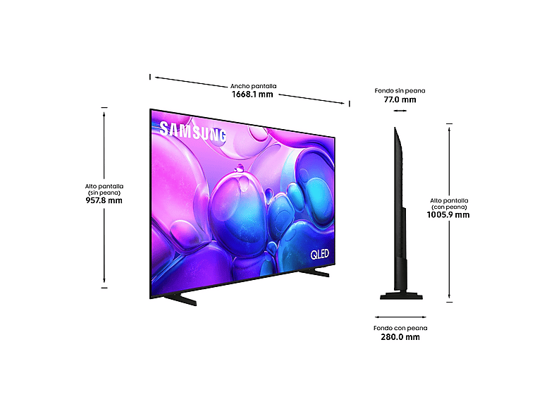TV QLED 75" - Samsung TQ75Q6FAAUXXC, UHD 4K, Q4 Lite Processor, Smart TV, Negro