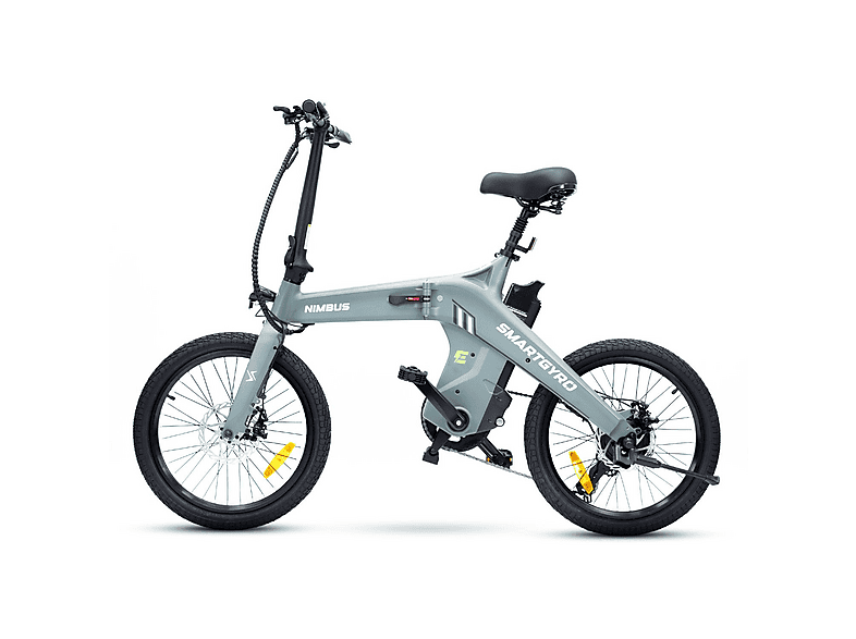 Bicicleta urbana - Smartgyro Nimbus, Eléctrica, Plegable, Potencia Nominal 250W, Velocidad 25 km/h, 60 km, IPX4, Gris