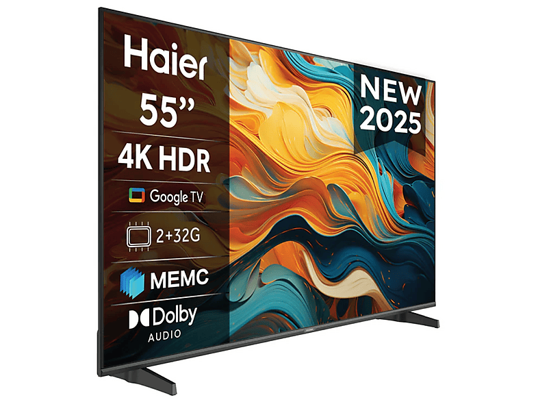 TV LED 55" - Haier K85 Series H55K85FUX, MEMC, Direct LED 4K HDR10, Google TV, Dolby Audio, Sin marcos, Negro