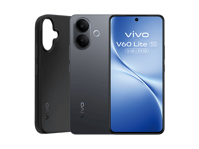Móvil - Vivo V60 Lite, Negro, 512GB, 12GB RAM, 6.77" AMOLED de120Hz, Dimensity 7360-Turbo, 6500 mAh