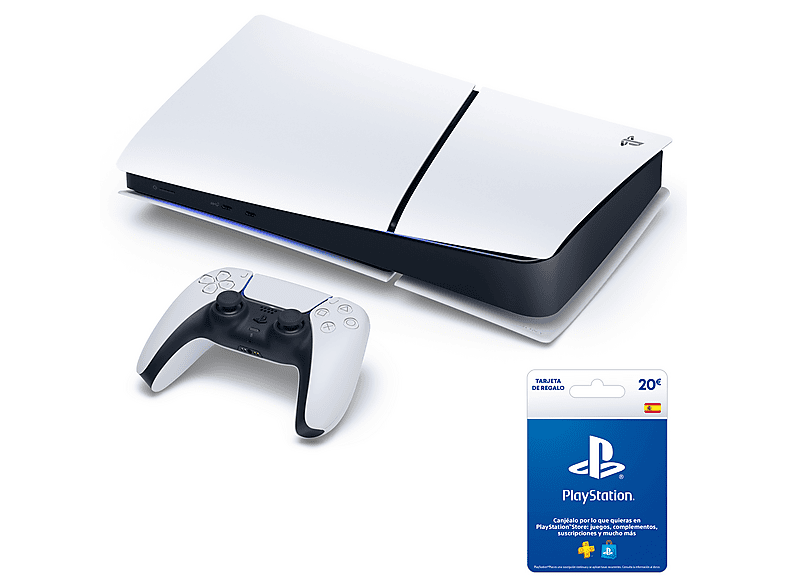 Consola - Ardistel, Sony PS5 Slim Digital Edition, 825 GB SSD, 4K, Chasis E, Blanco + Tarjeta PS Plus 20€