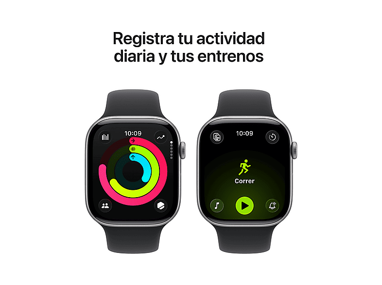 Smartwatch - Apple Watch Series 11 (2025), GPS, 42 mm, Caja de aluminio Gris espacial, Correa deportiva Negra, S/M, Calidad del sueño, 24h Autonomía