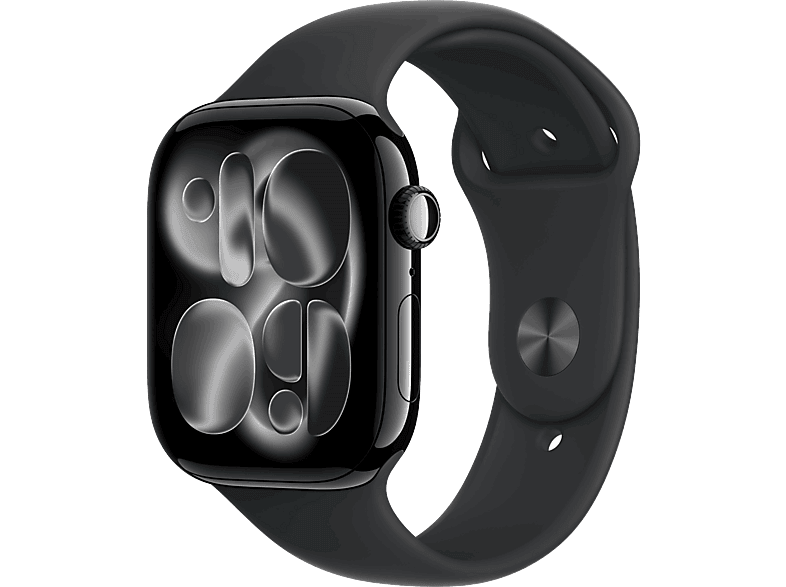 Smartwatch - Apple Watch Series 11 (2025), GPS, 46 mm, Caja de aluminio Negro Azabache, Correa deportiva Negra, M/L, Calidad del sueño, 24h Autonomía