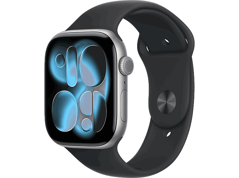 Smartwatch - Apple Watch Series 11 (2025), GPS, 46 mm, Caja de aluminio Gris espacial, Correa deportiva Negra, M/L, Calidad del sueño, 24h Autonomía