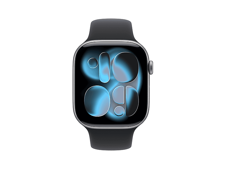 Smartwatch - Apple Watch Series 11 (2025), GPS, 46 mm, Caja de aluminio Gris espacial, Correa deportiva Negra, M/L, Calidad del sueño, 24h Autonomía