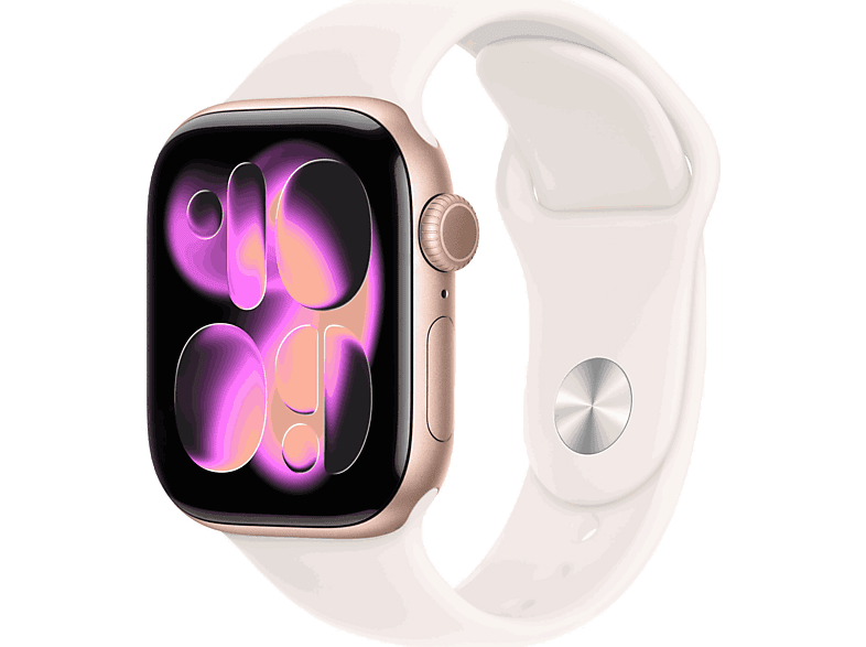 Smartwatch - Apple Watch Series 11 (2025), GPS+CEL, 42 mm, Caja de aluminio Oro rosa, Correa deportiva Rosa rubor, S/M, Calidad del sueño