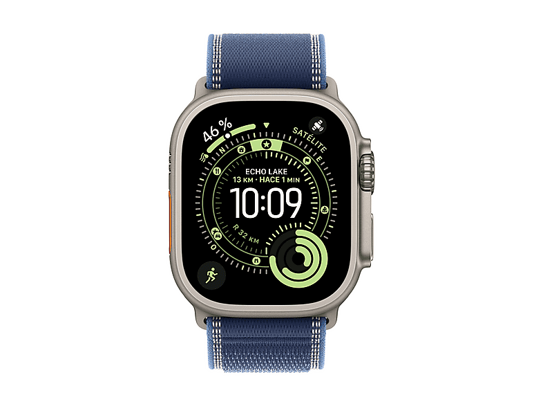 Smartwatch - Apple Watch Ultra 3 (2025), GPS+CEL, 49 mm, Caja de Titanio Natural, Correa Trail Loop Azul/azul brillante, M/L, Calidad del sueño