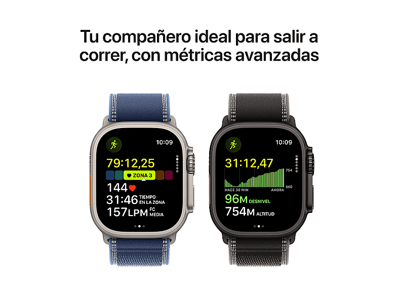 Smartwatch - Apple Watch Ultra 3 (2025), GPS+CEL, 49 mm, Caja de Titanio Natural, Correa Titanium Milanese Loop Natural, M, Calidad del sueño