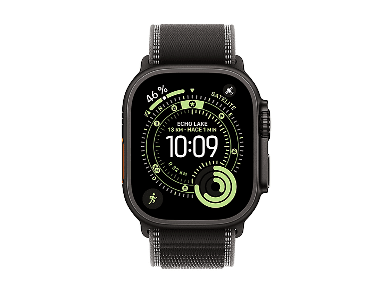 Smartwatch - Apple Watch Ultra 3 (2025), GPS+CEL, 49 mm, Caja de Titanio Negro, Correa Trail Loop Negro carbón, S/M, Calidad del sueño, Via satélite