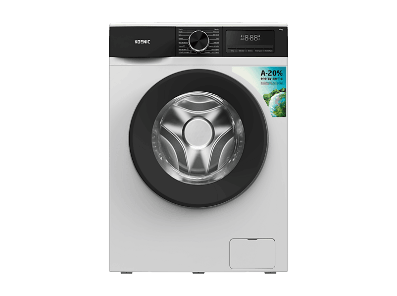 Lavadora carga frontal - Koenic KWM 12113 A-20 INV, 12 kg, 1400 rpm, 14 programas, Blanco