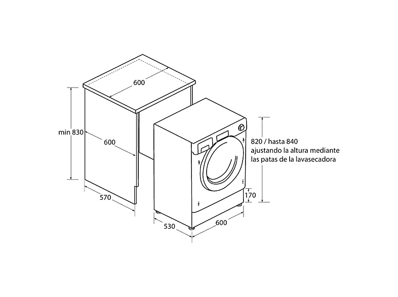 Lavadora integrable - Haier Series 6 BHA6S69M6DB9J-S, Carga frontal, Motor Inverter, Función Vapor, Mix Power System, 9 kg, 1600 rpm, Sin panelar