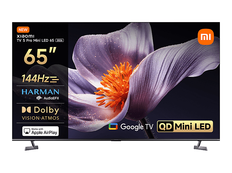 TV Mini LED 65" - Xiaomi TV S Pro Mini LED, UHD 4K, HDR10+, Quad cortex A73, Smart TV (Google TV), DVB-T2 (H.265), Gris Oscuro