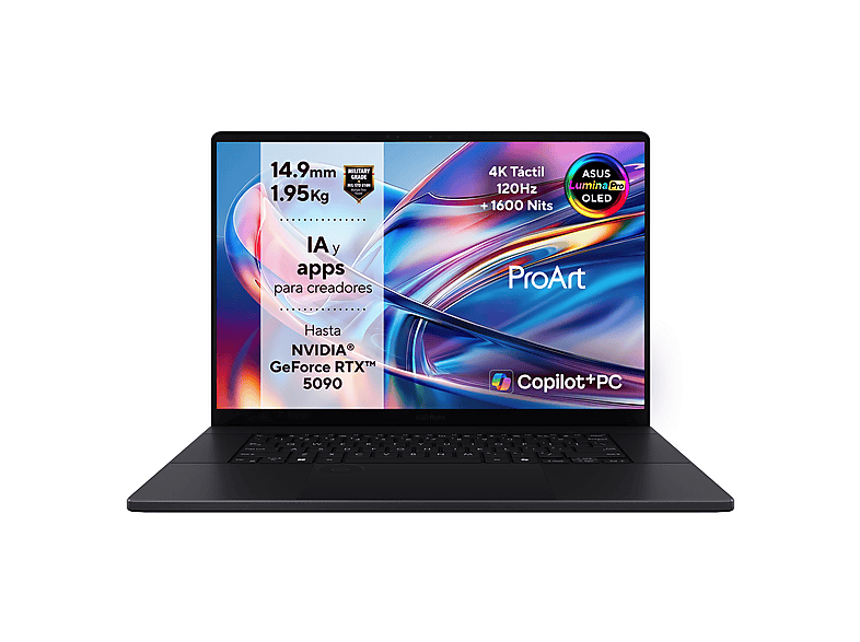 Portátil - ASUS ProArt P16 OLED H7606WX-SE024W Copilot+ PC, 16 " WQUXGA, AMD Ryzen™ AI 9 HX 370 50 TOPS, 64GB RAM, 2+2TB SSD, RTX™ 5090, Windows 11 H