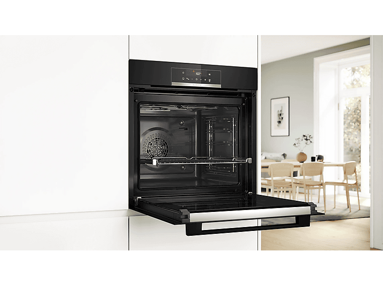 Horno - Bosch HBA572EB3, Serie 4, Multifunción, Pirolítico, 71 l, 3D Hotair, Función Air Fry, 60 cm, Negro