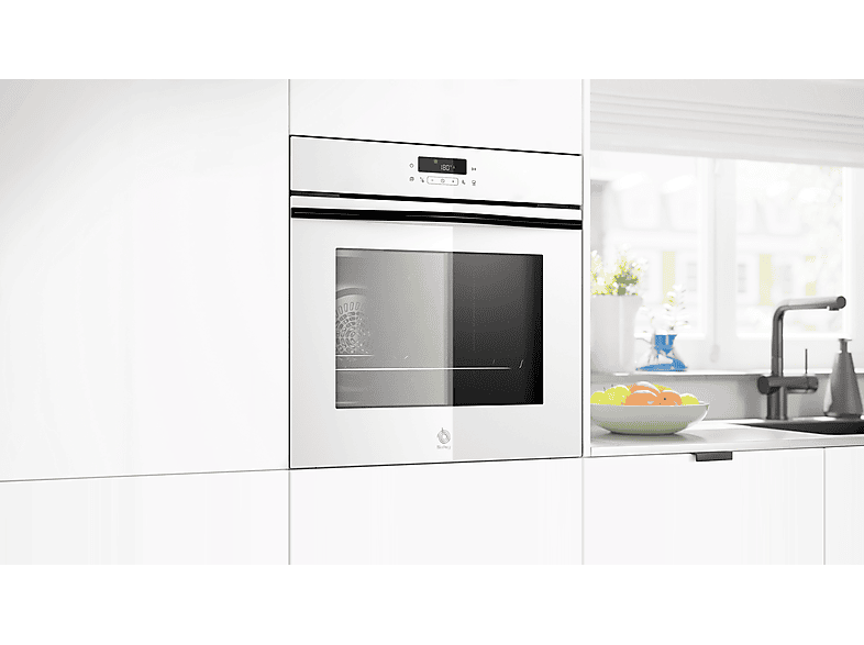 Horno a vapor - Balay 3HD5829B3, Multifunción, Pirolítico, 71 l, Función Freidora de Aire, Control Deslizante, 60 cm, Cristal Blanco
