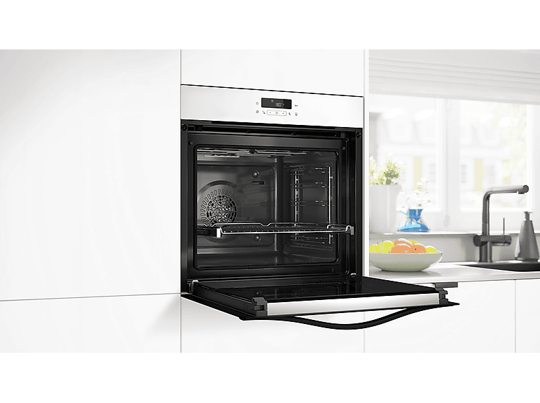 Horno a vapor - Balay 3HD5829B3, Multifunción, Pirolítico, 71 l, Función Freidora de Aire, Control Deslizante, 60 cm, Cristal Blanco