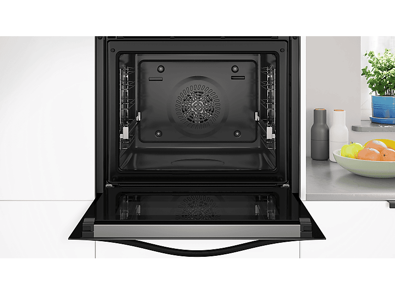Horno a vapor - Balay 3HD5829B3, Multifunción, Pirolítico, 71 l, Función Freidora de Aire, Control Deslizante, 60 cm, Cristal Blanco