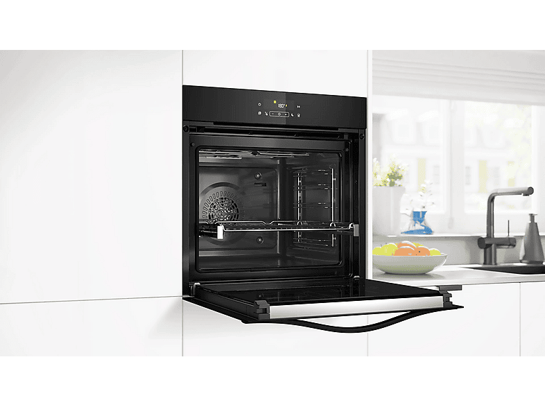 Horno a vapor - Balay 3HD5829N3, Multifunción, Pirolítico, 71 l, Función Freidora de Aire, Control Deslizante, 60 cm, Cristal Negro